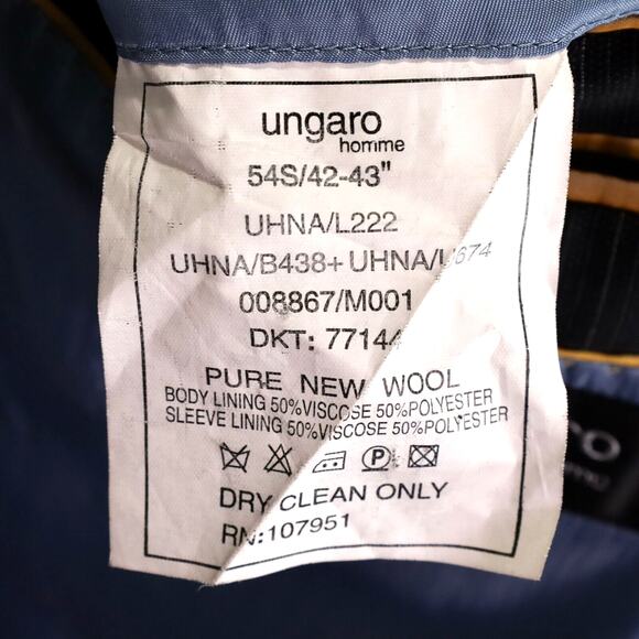 Ungaro Homme Sport Coat Mens 42R Wool Black Pinstripe Jacket Blazer 3 Button - Picture 4 of 13